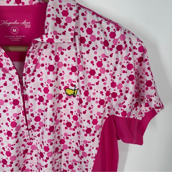 Masters Magnolia Lane Tech Women’s Polo Shirt Medium Pink Dots Golf - Picture 2 of 5